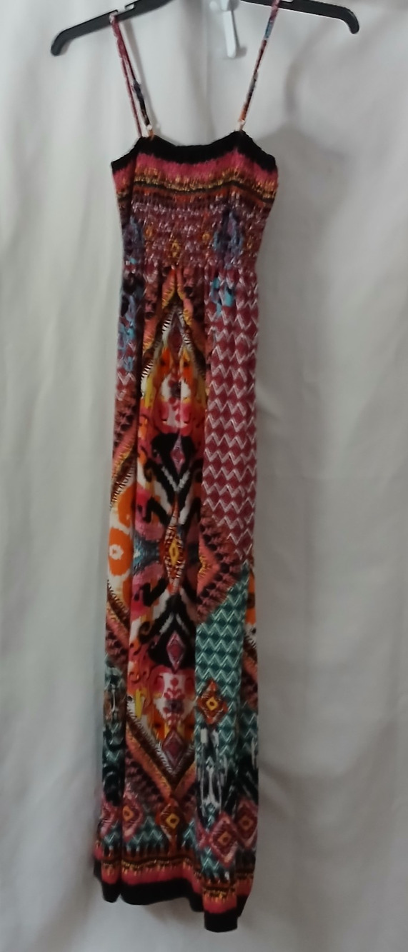 Hippie Revival Boho Smocked Bodice Spaghetti Strap Maxi Whimsigoth Fairy S OSFM